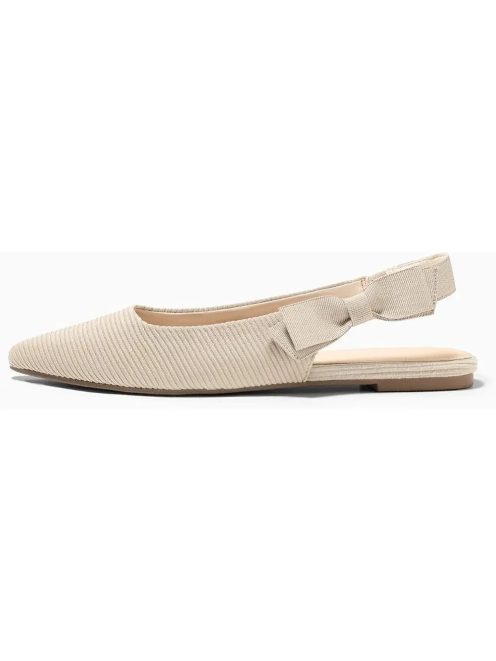 Women's Knit Apricot Slingback Flats Bow Pointed Closed Toe Slip on Party Shoes